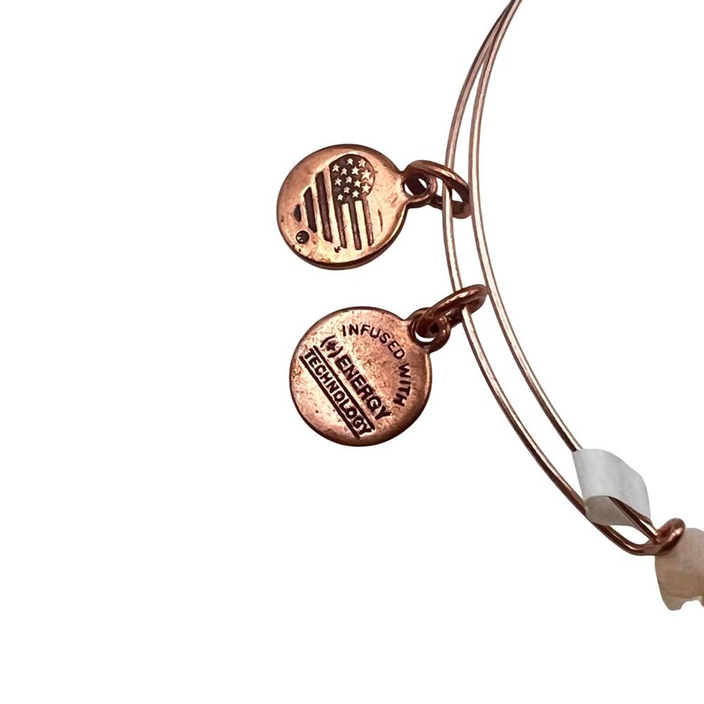 Alex And Ani Balance Bead II Carmel Rose Gold Tone Bangle Bracelet Pink NWT - Picture 4 of 7